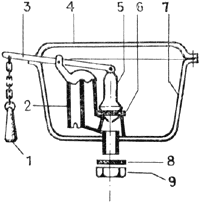 5 - колокол, 2 - водозаборный патрубок (он же - перелив).